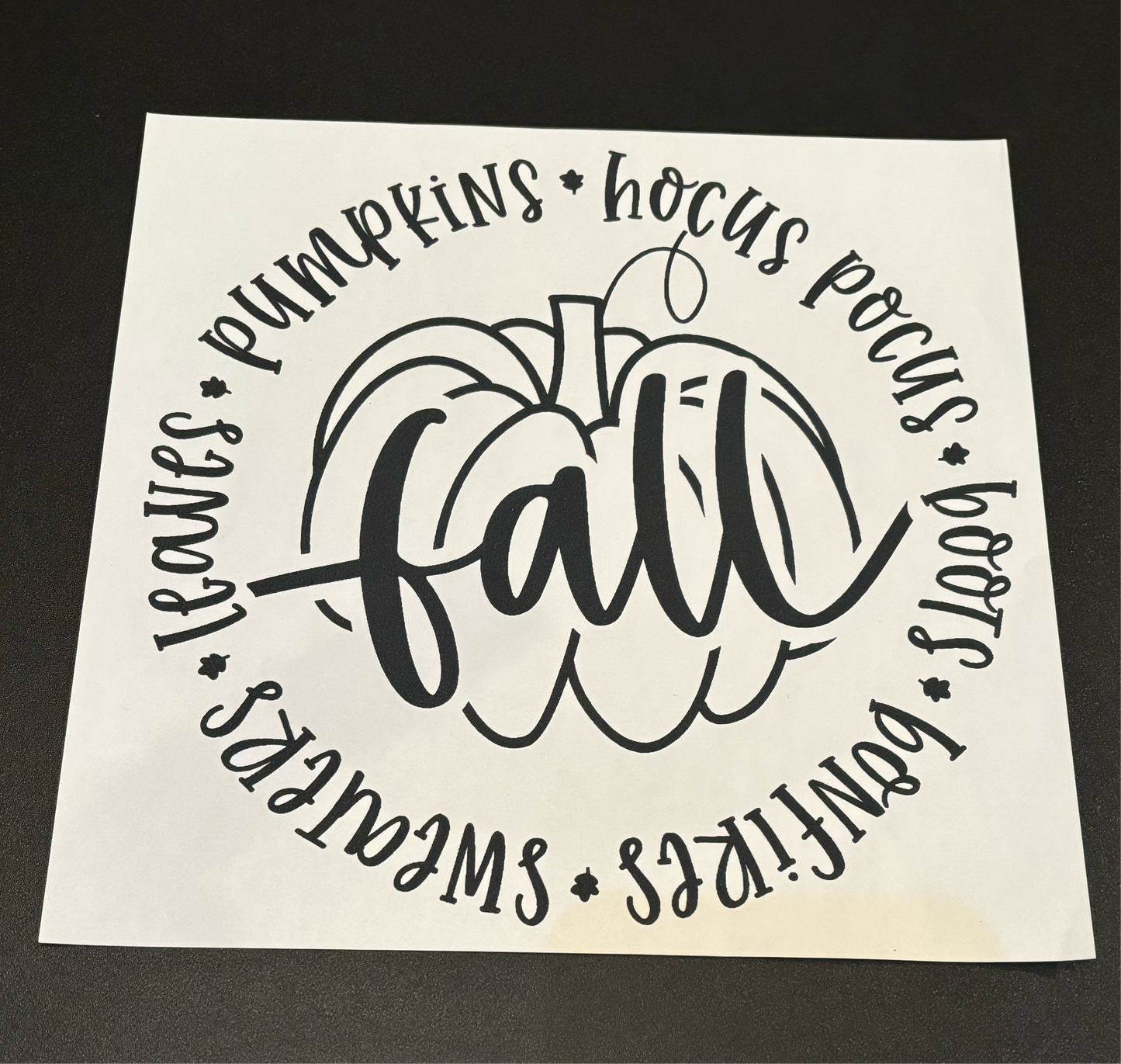 Fall words Pumpkin Circle (Transfer Only)