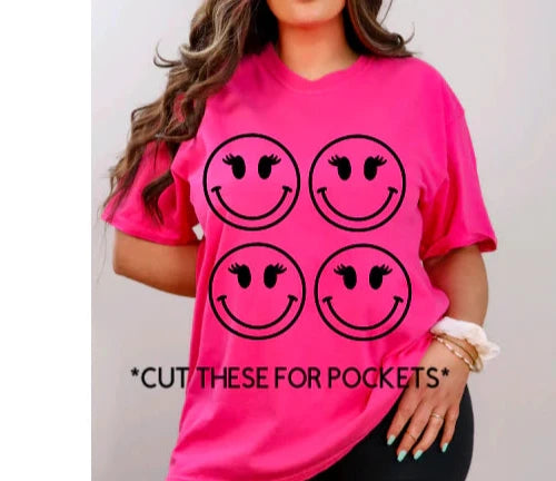 Smiley Face Lashes Pockets Sheet (Transfer Only)