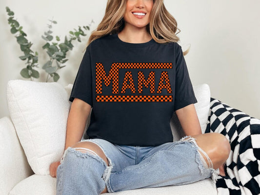 MAMA Orange Checkered Distressed (Transfer Only)